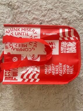 Lululemon Red & White Graphic Tote Bag